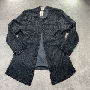 Vtg Sears NWT Stenay Woman Beaded Jacket Black Silk‎ Lined Sz 3X Cruise Formal
